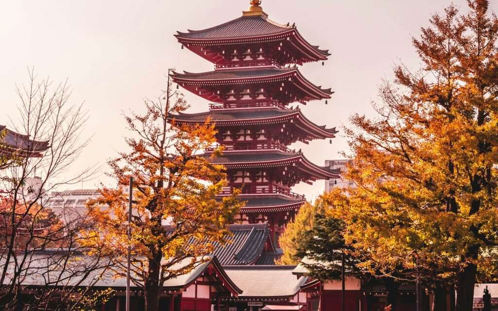 Five-story pagoda at Senso-ji temple in Asakusa, Tokyo